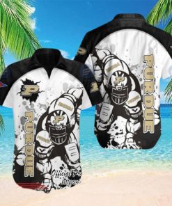 Purdue Boilermakers NCAA Player Paint Flakes Black Gray Hawaiian Shirt
