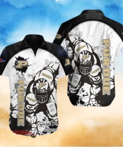 Purdue Boilermakers NCAA Player Paint Flakes Black Gray Hawaiian Shirt