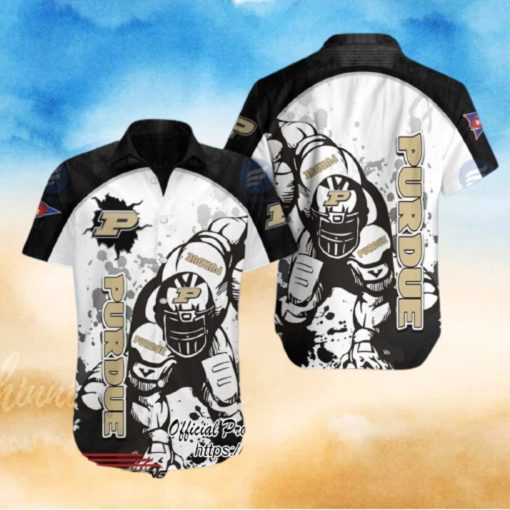 Purdue Boilermakers NCAA Player Paint Flakes Black Gray Hawaiian Shirt