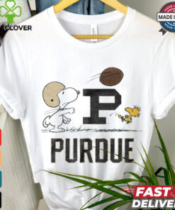 Purdue Boilermakers Peanuts Snoopy and Woodstock playing football shirt