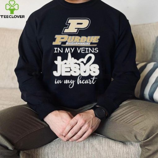 Purdue Boilermakers basketball in my veins Jesus in my heart shirt