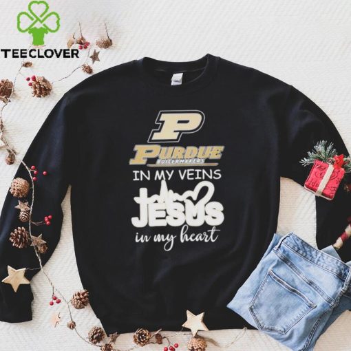 Purdue Boilermakers basketball in my veins Jesus in my heart shirt
