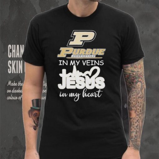 Purdue Boilermakers basketball in my veins Jesus in my heart shirt