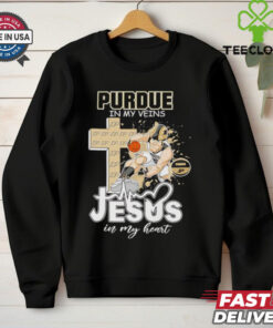 Purdue in my veins Jesus in my heart basketball mascot shirt