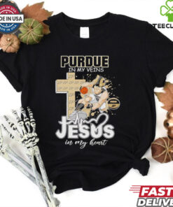 Purdue in my veins Jesus in my heart basketball mascot shirt