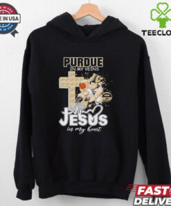 Purdue in my veins Jesus in my heart basketball mascot shirt