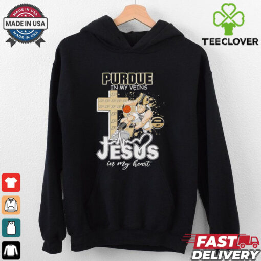 Purdue in my veins Jesus in my heart basketball mascot shirt