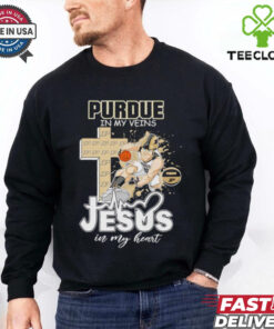 Purdue in my veins Jesus in my heart basketball mascot shirt