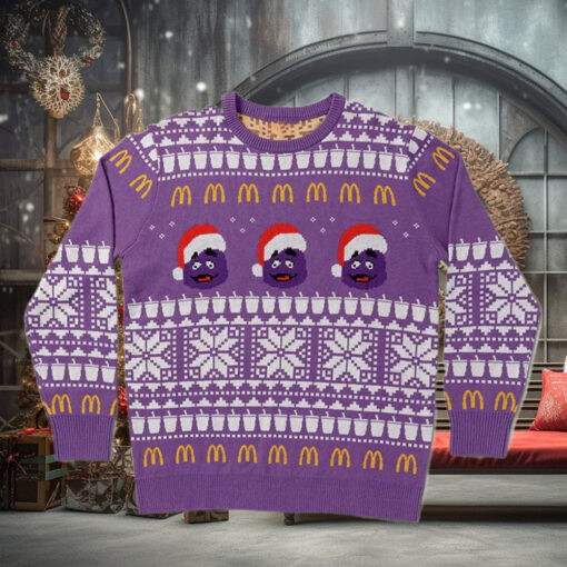 Purple Grimace Holiday Knit Xmas 2024 Holiday Gift Ugly Christmas Sweater