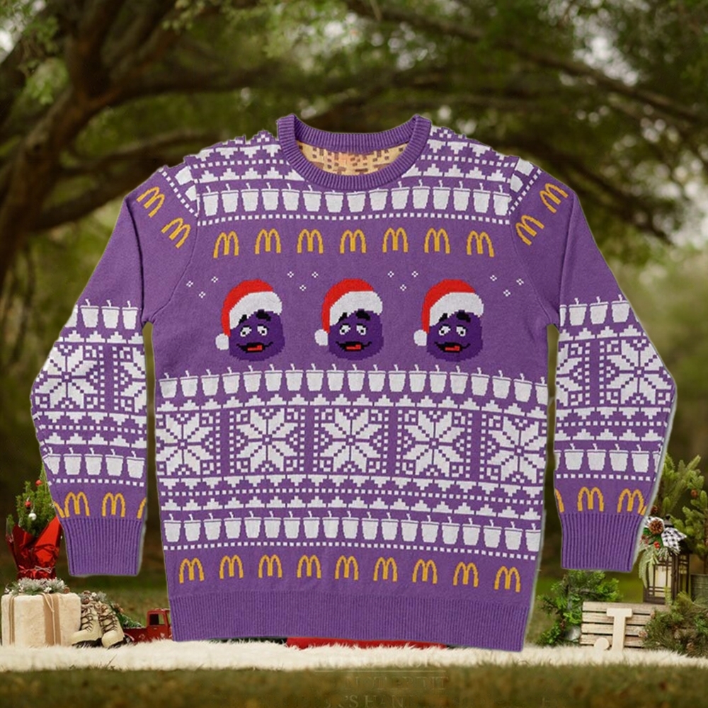 Purple Grimace Holiday Knit Xmas 2024 Holiday Gift Ugly Christmas Sweater Purple Grimace Holiday Knit Xmas 2024 Holiday Gift Ugly Christmas Sweater