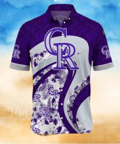 Purple MLB Colorado Rockies Funny Hawaiian Shirt Tropical Flowers Summer Beach Gift