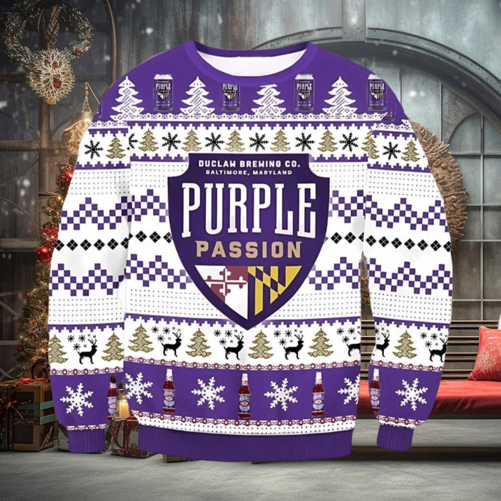 Purple Passion Beer Ugly Christmas Sweater, Gift for Christmas Holiday Purple Passion Beer Ugly Christmas Sweater, Gift for Christmas Holiday