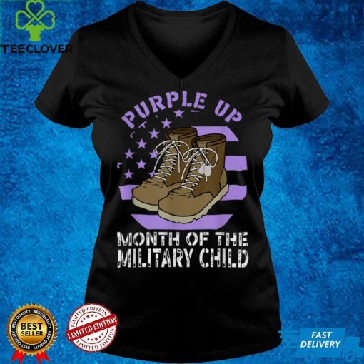 Purple Up Military Child Month Sparkle USA Flag T Shirt (1)
