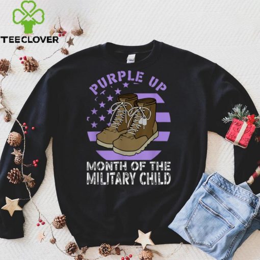 Purple Up Military Child Month Sparkle USA Flag T Shirt (1)