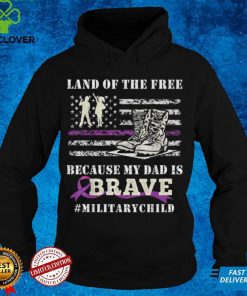 Purple Up Military Kids Land Of The Free USA Flag T Shirt