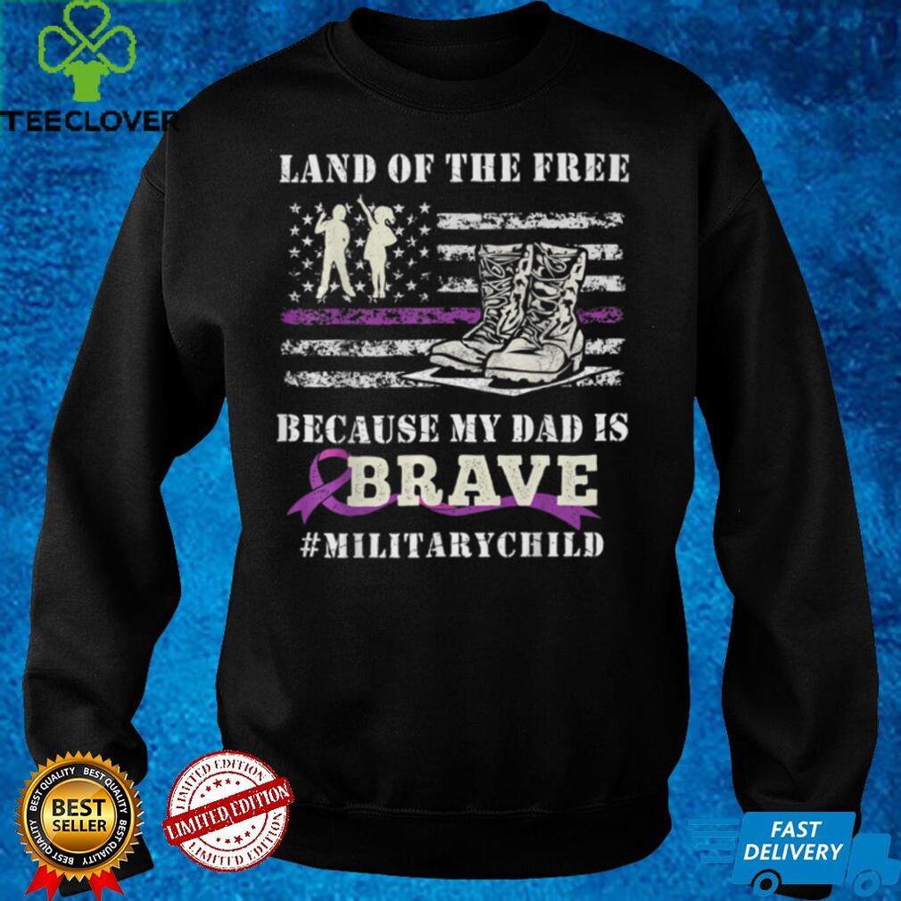 Purple Up Military Kids Land Of The Free USA Flag T Shirt