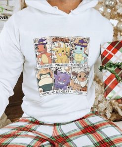 Pocket Monster Tarrot Card Halloween Shirt, Pikachu Eevee Snorlax Squirtle Halloween Shirt 3 Pocket Monster Tarrot Card Halloween Shirt, Pikachu Eevee Snorlax Squirtle Halloween Shirt