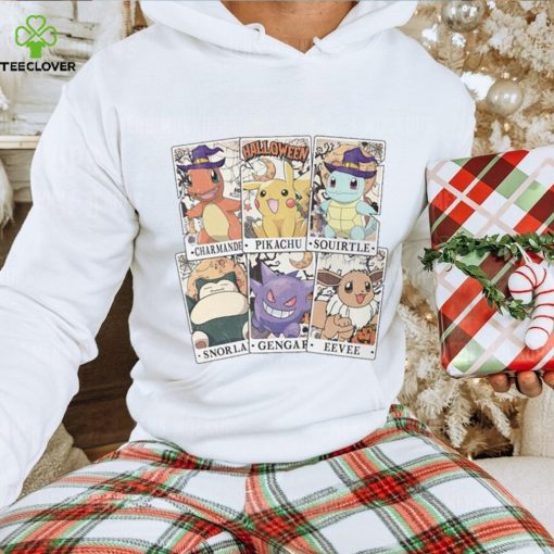 Pocket Monster Tarrot Card Halloween Shirt, Pikachu Eevee Snorlax Squirtle Halloween Shirt