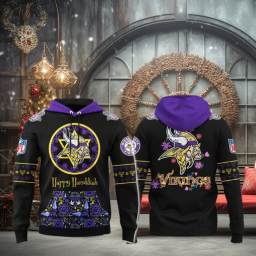 Minnesota Vikings Happy Hanukkah Holiday 2024 Hoodie