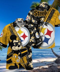 Mickey And Floral Pittsburgh Steelers NFL Summer Hawaiian Shirt