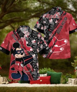 Boston Red Sox Mickey Mouse Floral Short Sleeve Hawaii Shirt