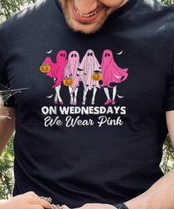 On Wednesday We Wear Pink Cute Ghost Halloween Breast Cancer Awareness T Shirt