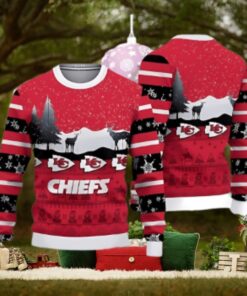 Kansas City Chiefs Christmas Reindeers Pattern Ugly Christmas Sweater