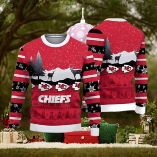 Kansas City Chiefs Christmas Reindeers Pattern Ugly Christmas Sweater