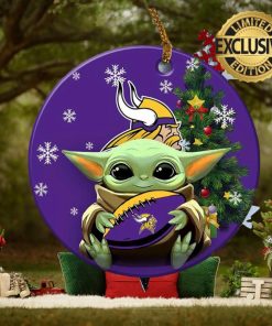 Minnesota Vikings Baby Yoda NFL Custom Name 2023 Holiday Gifts Christmas Decorations Ornament