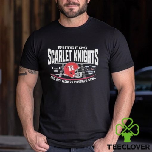 Rutgers Scarlet Knights Red 2023 Bad Boy Mowers Pinstripe Bowl Helmet T Shirt