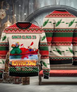 Santa Claus Is Kayaking To Town Christmas Gift Ugly Christmas Sweater Xmas Holiday
