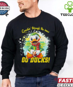 Quackin’ through the snow go NCAA Oregon Ducks Merry Christmas 2024 shirt