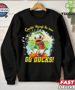 Quackin’ through the snow go NCAA Oregon Ducks Merry Christmas 2024 shirt