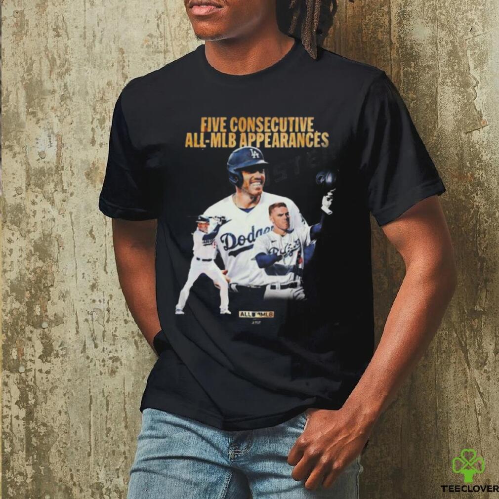 Quality Los Angeles Dodgers Freddie Freeman Five Consecutive All MLB Appearances Unisex T Shirt Quality Los Angeles Dodgers Freddie Freeman Five Consecutive All MLB Appearances Unisex T Shirt
