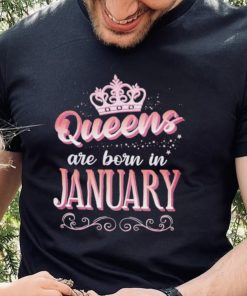 Queens Are Born In January Cute Pink Flourish Design Shirt