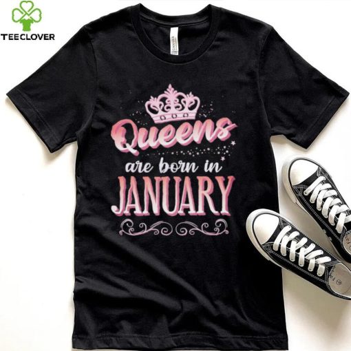 Queens Are Born In January Cute Pink Flourish Design Shirt