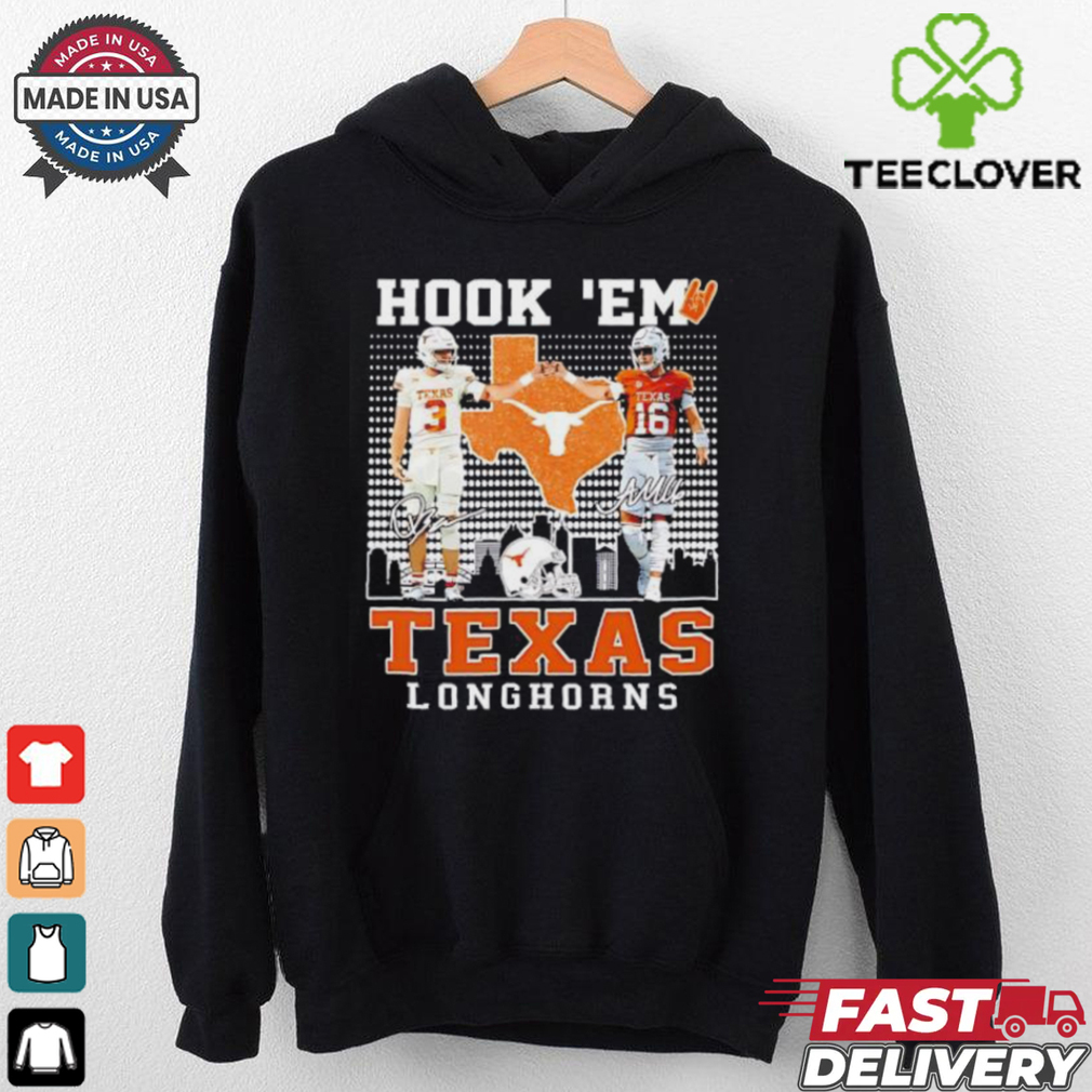 Quinn Ewers and Arch Manning Hook ’em Texas Longhorns signatures shirt Quinn Ewers and Arch Manning Hook ’em Texas Longhorns signatures shirt
