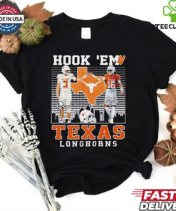 Quinn Ewers and Arch Manning Hook ’em Texas Longhorns signatures shirt