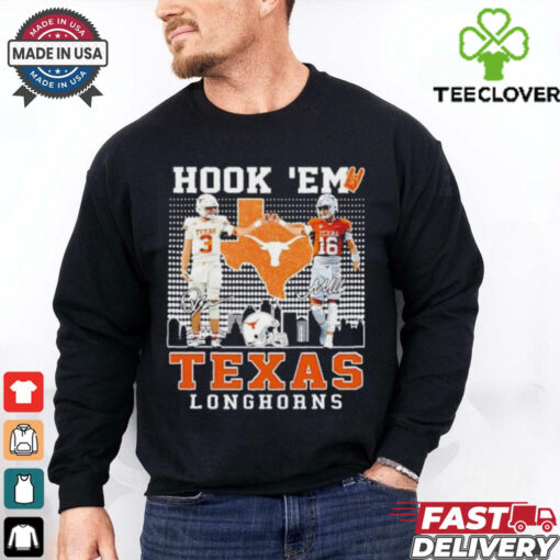 Quinn Ewers and Arch Manning Hook ’em Texas Longhorns signatures shirt