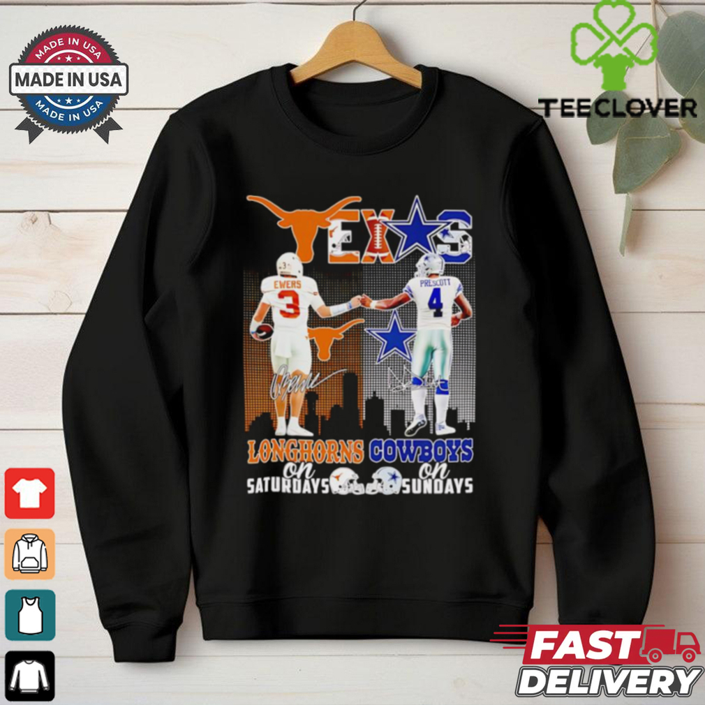 Quinn Ewers and Dak Prescott Longhorns Saturdays Cowboys Sundays shirt Quinn Ewers and Dak Prescott Longhorns Saturdays Cowboys Sundays shirt