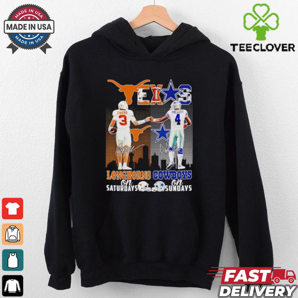 Quinn Ewers and Dak Prescott Longhorns Saturdays Cowboys Sundays shirt Quinn Ewers and Dak Prescott Longhorns Saturdays Cowboys Sundays shirt