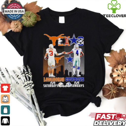 Quinn Ewers and Dak Prescott Longhorns Saturdays Cowboys Sundays shirt