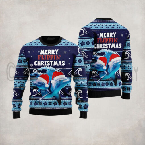 Dolphin Flippin’ Ugly Christmas Sweater