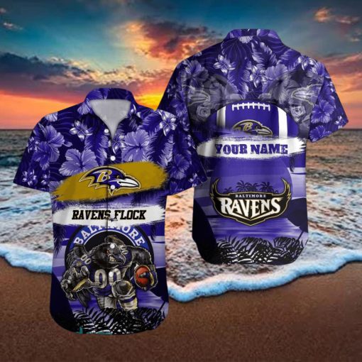 Baltimore Ravens NFL Hawaiian hoodie, sweater, longsleeve, shirt v-neck, t-shirt Custom Name Summer Gift