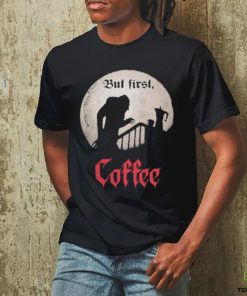 Qwertee Shop But First, Coffee Shirt