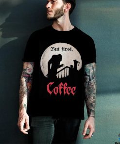 Qwertee Shop But First, Coffee Shirt