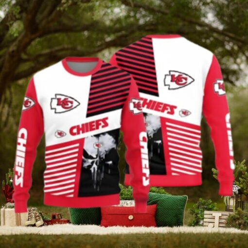 Kansas City Chiefs Skull Pattern Ugly Christmas Sweater