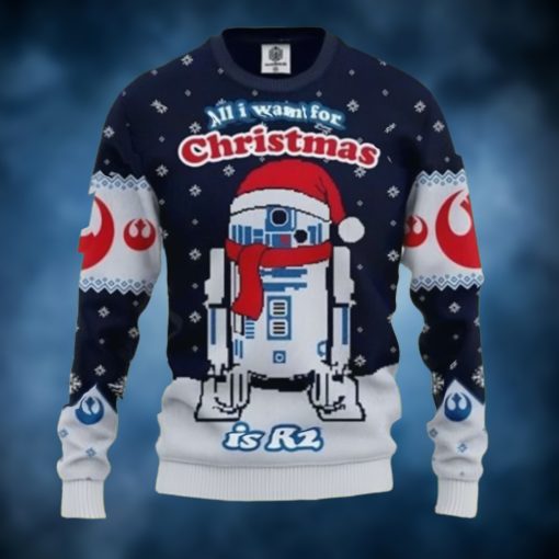 R2 All I Want For Christmas Star Wars Ugly Christmas Sweater Xmas