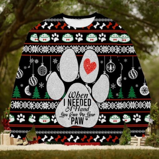 When I Need A Hand You Gave Me Your Paw Custom Name Christmas 3D Sweater