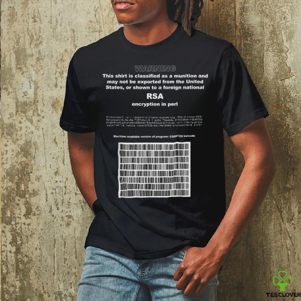 RSA Encryption in PERL Bitcoin Cypherpunk Adam Back Barcode T Shirt RSA Encryption in PERL Bitcoin Cypherpunk Adam Back Barcode T Shirt